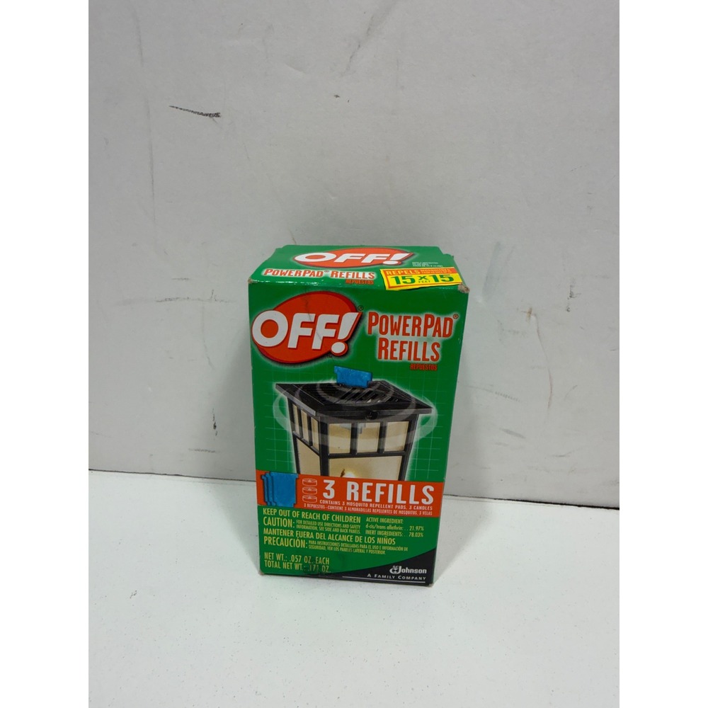 OFF! PowerPad Refills 3 Count Mosquito Repellent Pads and Candles 15x15ft Area‎